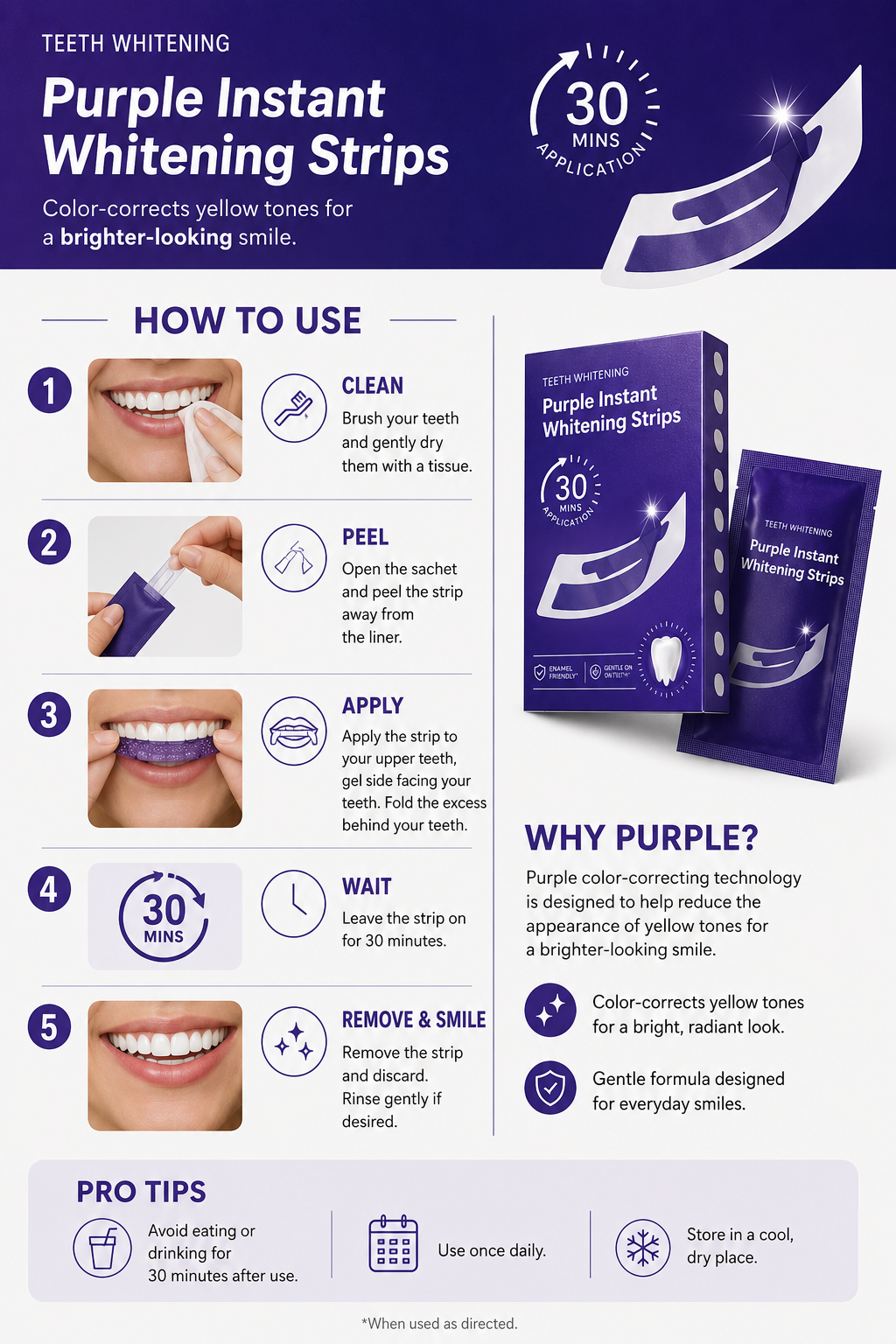 Advanced purple whitening strips